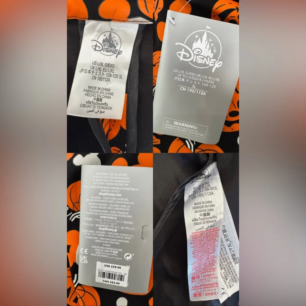 NWT Disney Mickey Mouse Pumpkin Glow In Dark Halloween Orange Black Blazer L/XL